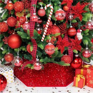 Christmas Tree Collar, 33.5 Inch Sequin Skirt for Christmas Home Decoration